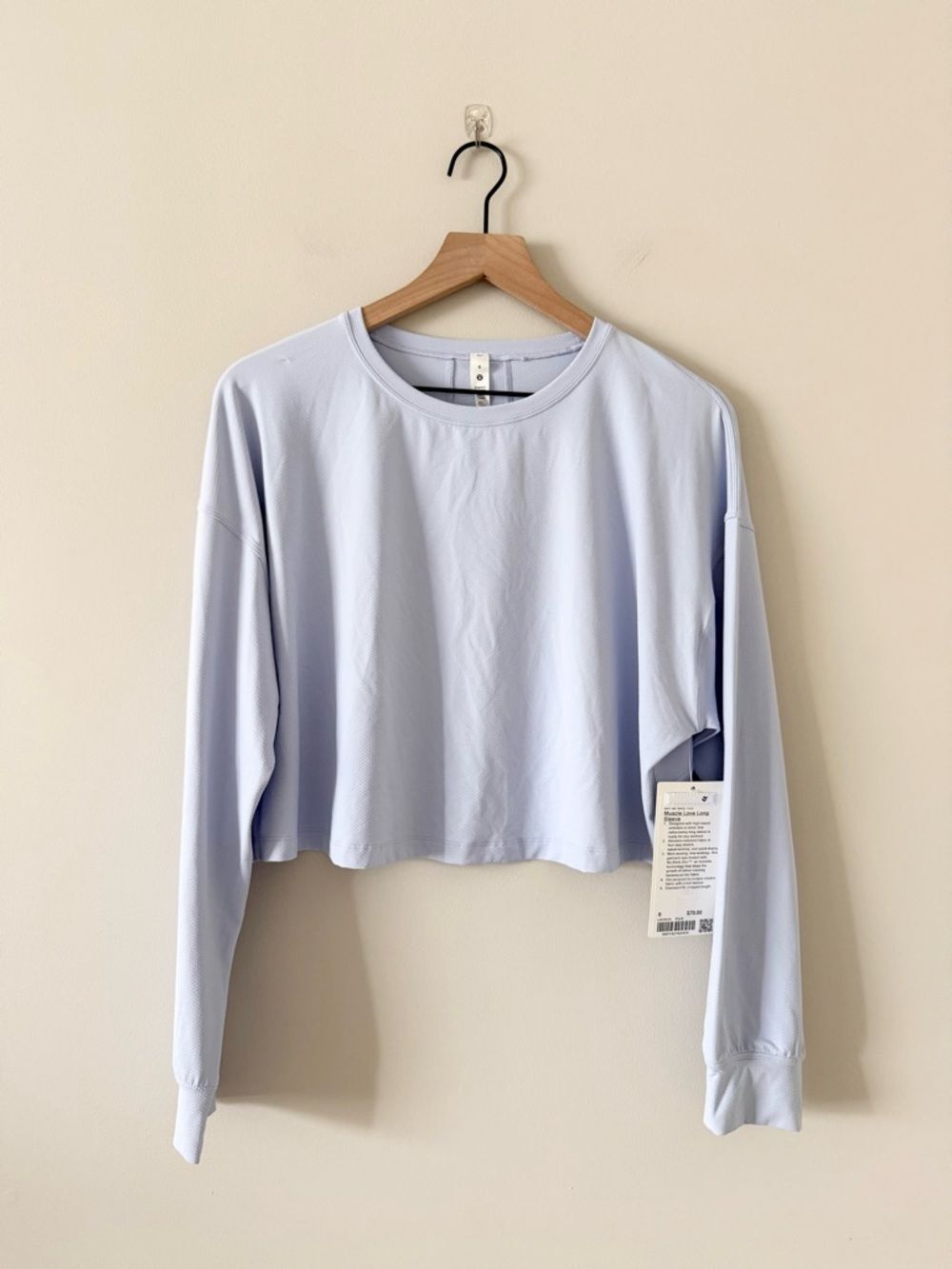 lululemon athletica Muscle Love Long Sleeve Cropped Shirt in Light Purple Size 8